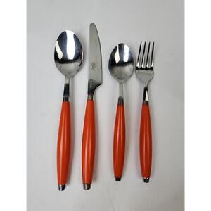 Fiesta Flatware Round Handle Orange Fork Knife Tablespoon Teaspoon (Read)